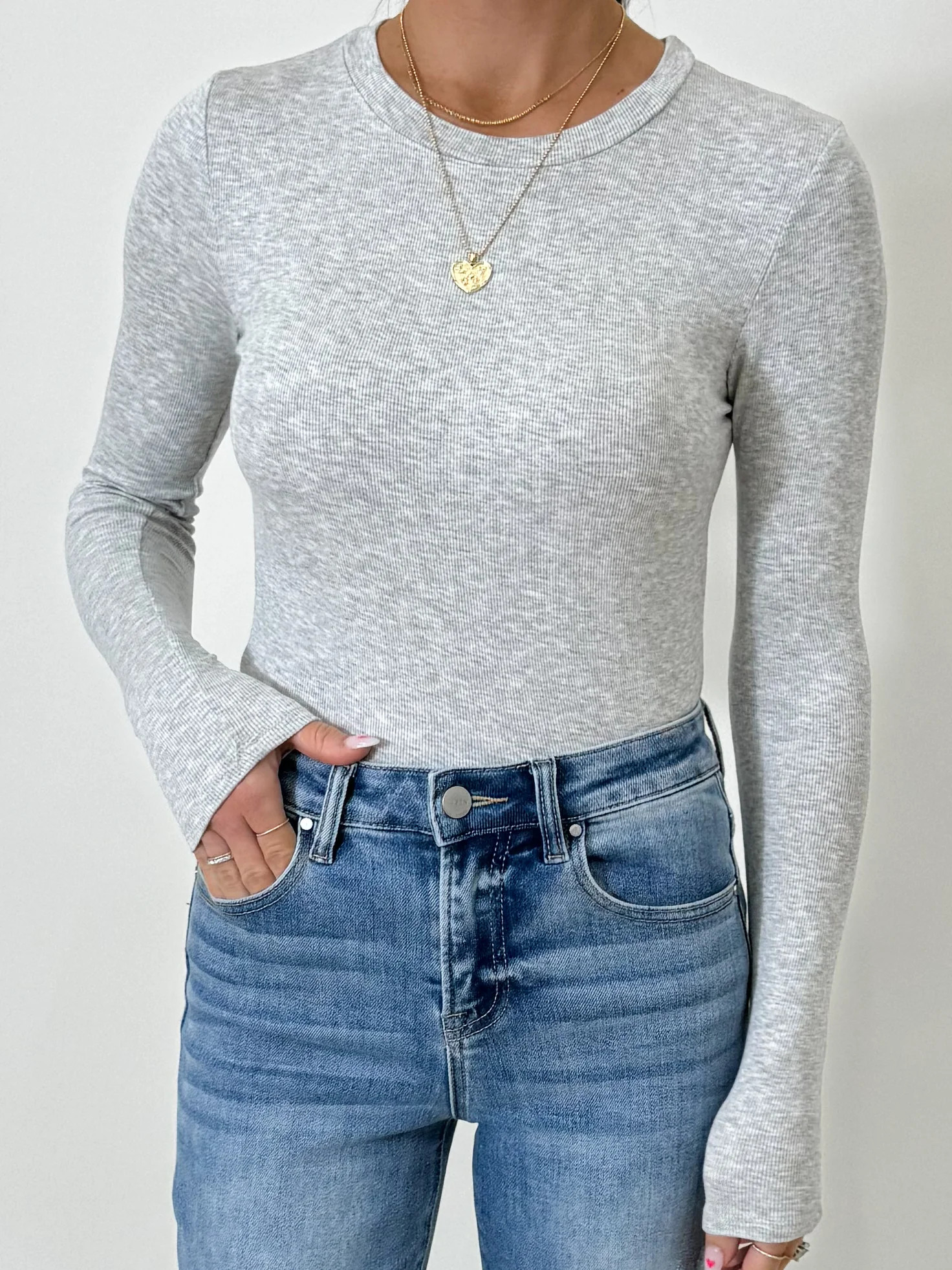Essential Ribbed Long Sleeve | Light Grey | +Plus Available | RESTOCK | Talulah