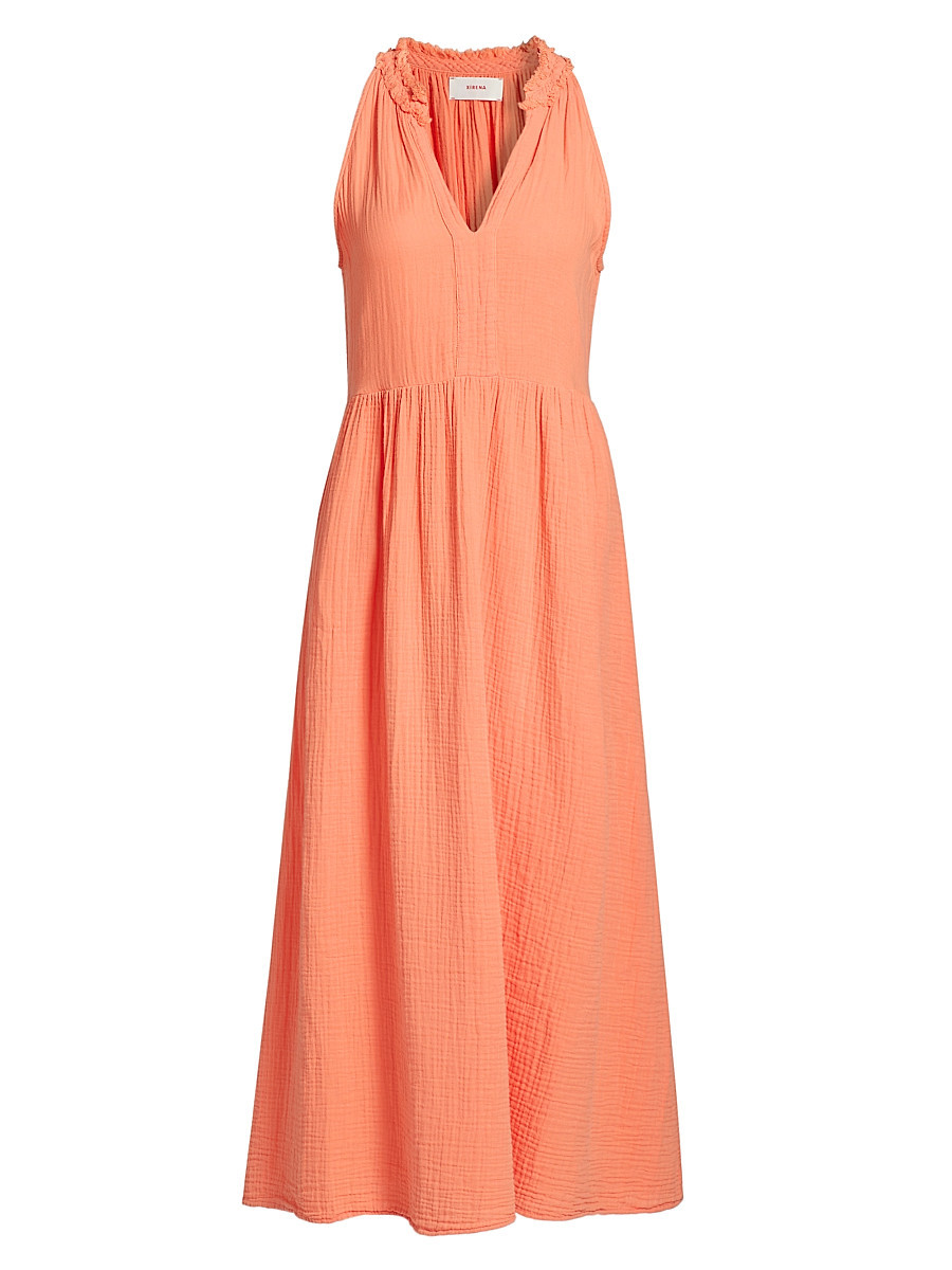 Women's Liza Cotton Gauze Midi Dress - Cantelope - Size XS | Saks Fifth Avenue