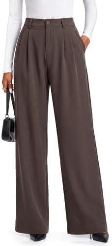Zylioo Tall Womens Wide Leg Dress Pants Business Casual with Pockets | Amazon (US)