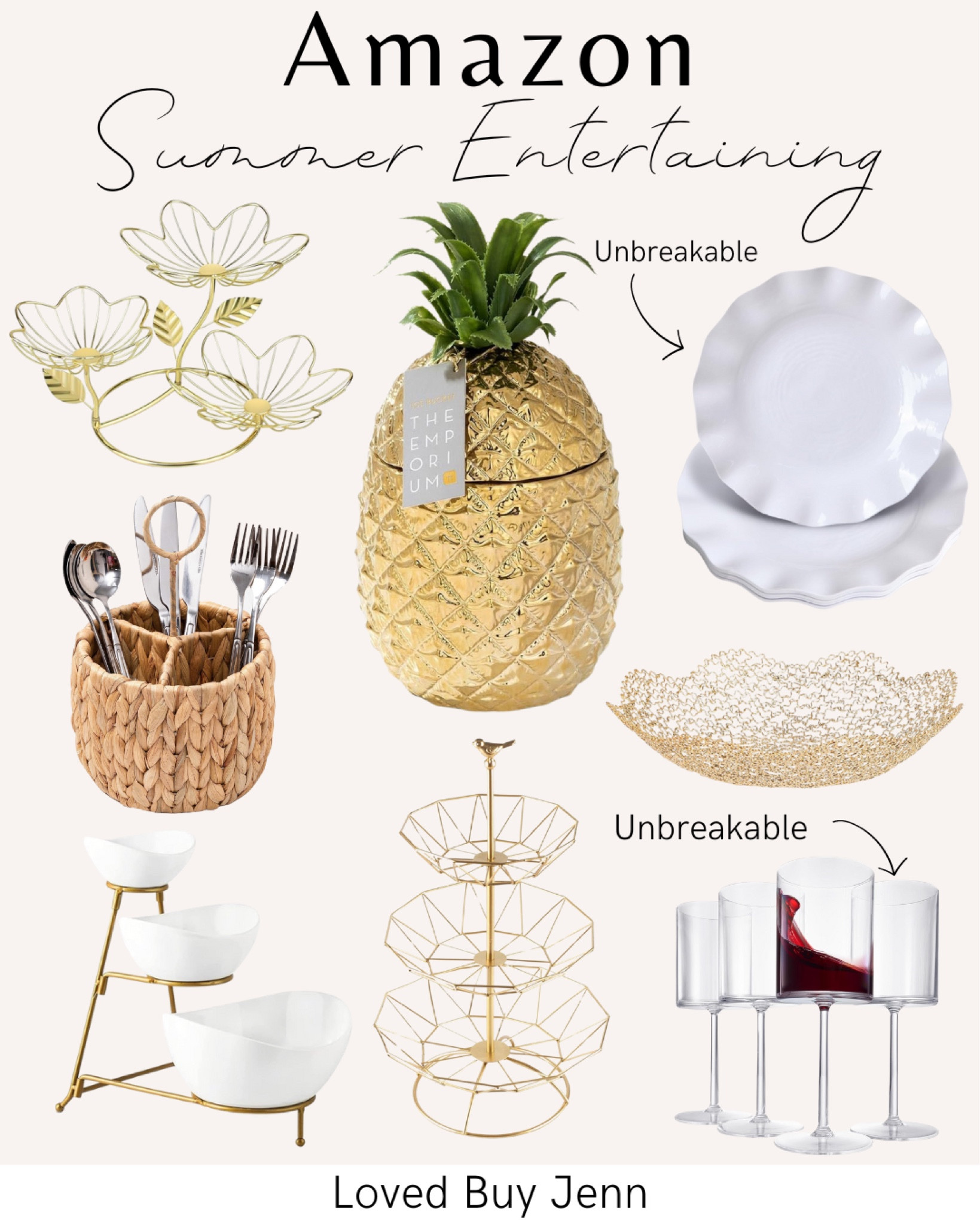 Loving these chic options for summer entertaining!

Unbreakable glasses
Unbreakable plates
Scalloped plates
Pineapple ice holder
Fruit display
Gold bowl
Serving bowls
Utensil holder
Rattan
Beachy
3 tier

#LTKSeasonal #LTKhome #LTKparties