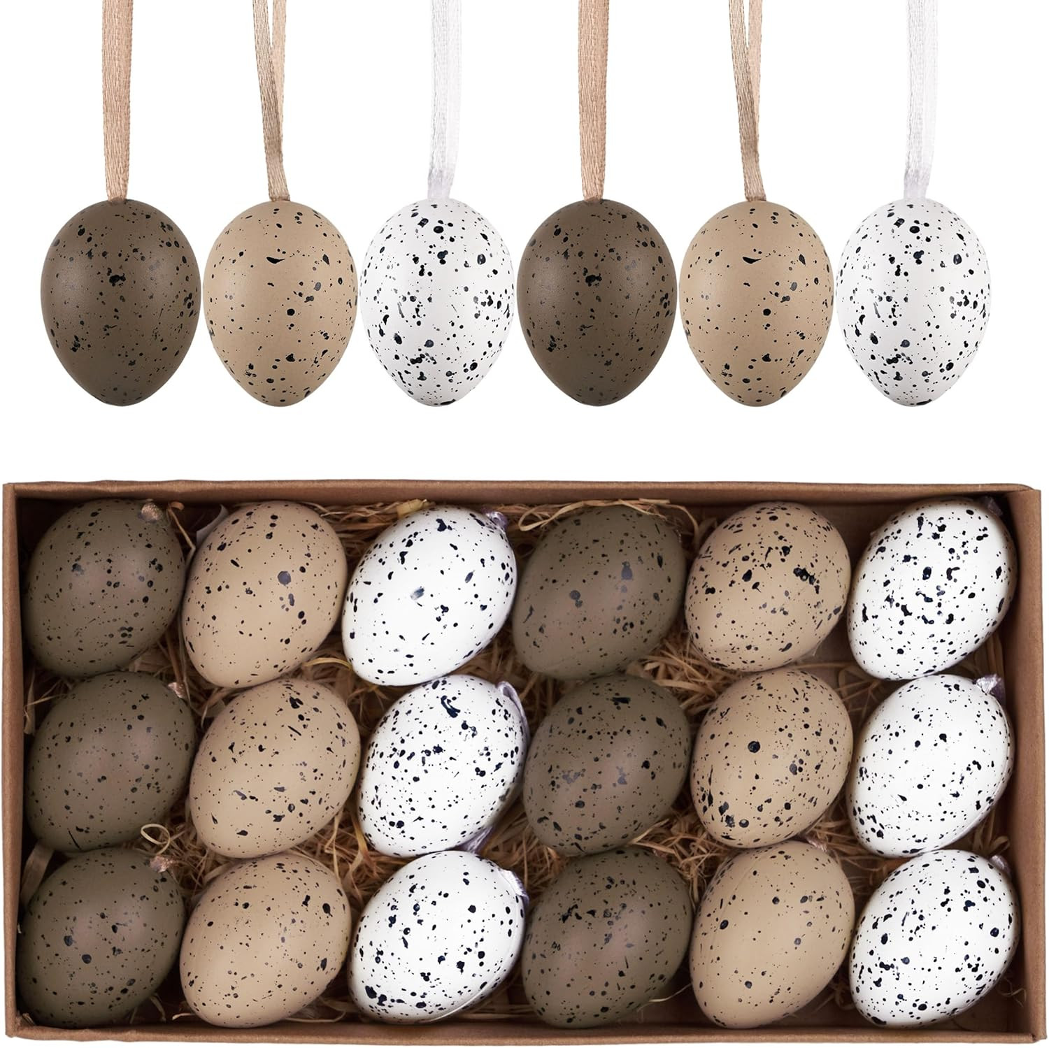 Valery Madelyn Easter Eggs Decoration Tree Ornaments Set, 18CT 1.57inch Shatterproof Nuture Hangi... | Amazon (US)