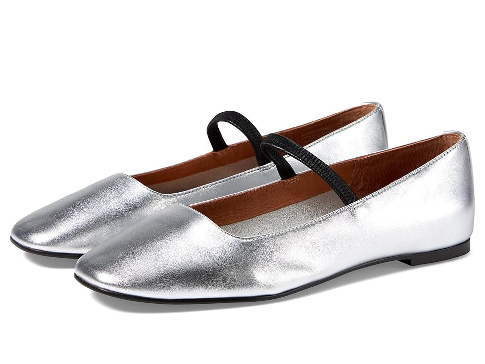 Madewell The Greta Ballet Flat in Metallic Leather Women's Shoes Silver : 10.5 M | Zappos