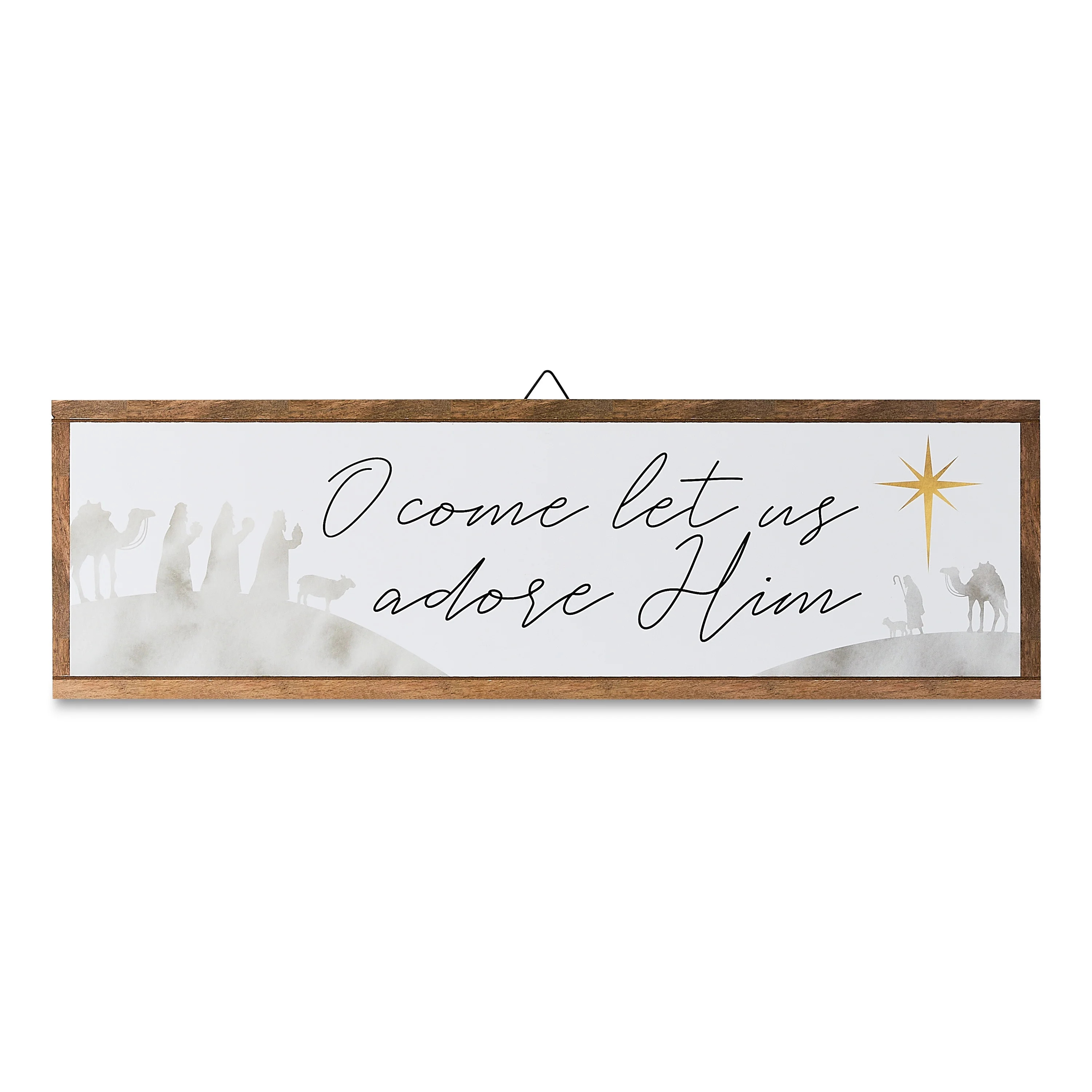 White O Come Let Us Adore Him Nativity Sign, 7.25 in x 24 in, by Holiday Time | Walmart (US)