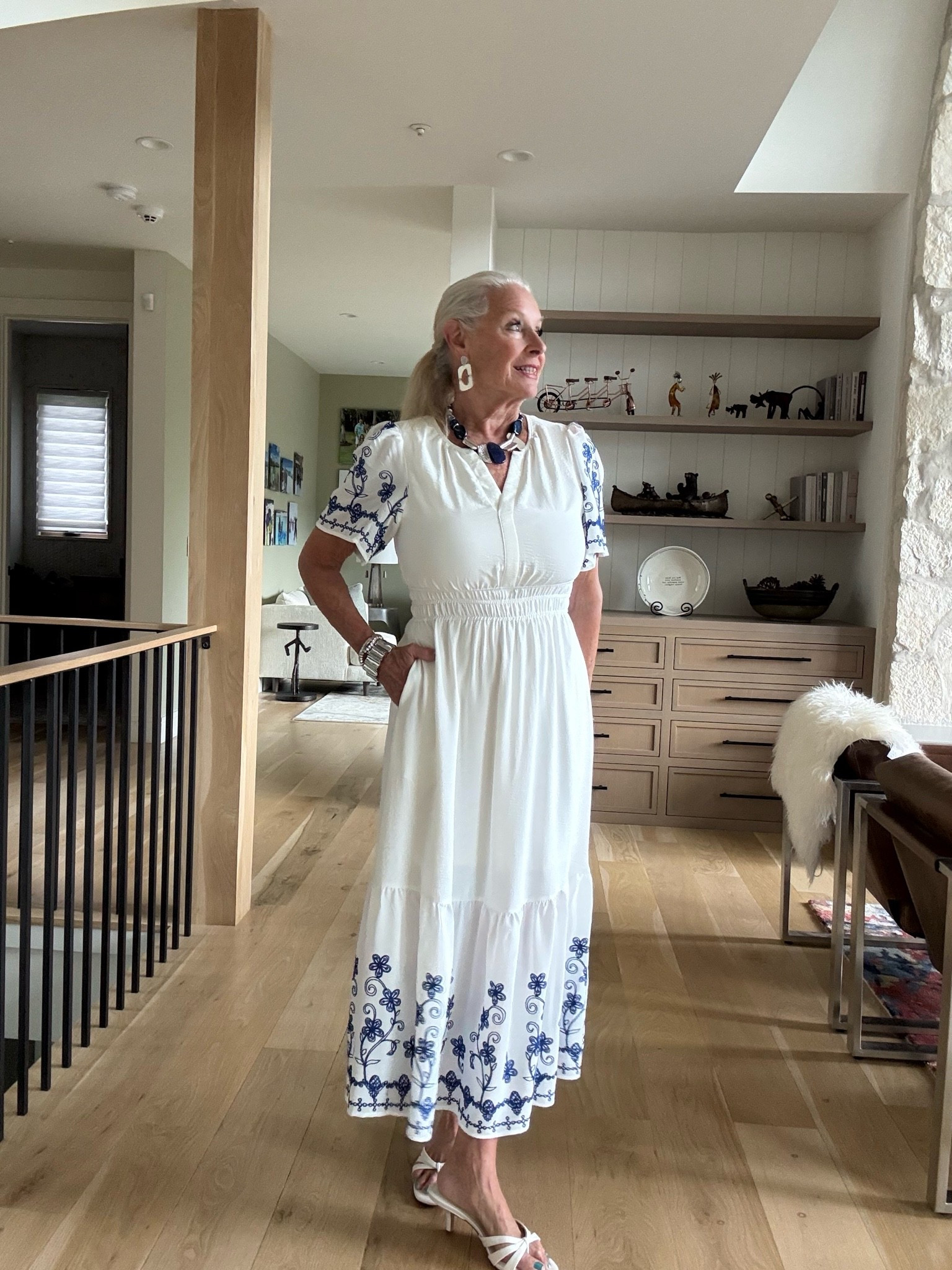 A white dress with blue embroidered detailing feels like summer in its most timeless form. 🤍💙 Whether you’re enjoying dinner overlooking the sea in Greece or heading out for a special evening closer to home, this is one of those effortless looks that always feels elegant.

Sometimes the simplest pieces create the most memorable moments. Where would you wear this look? ✨