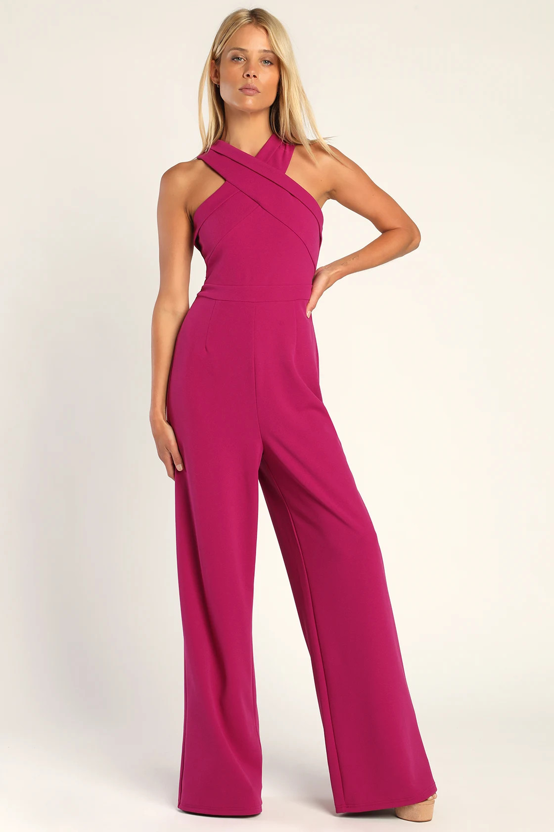Criss-Cross Your Mind Purple Cross-Front Wide-Leg Jumpsuit | Lulus (US)