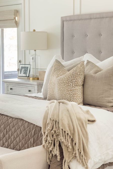 I’ve always been a fan of all white bedding, but I just changed to this mocha flax linen quilt with tonal accents, and I love the new change! home decor bedroom decor neutral bedding platform bed beaded chandelier Sherpa storage bench glass lamp gray nightstand 

#LTKhome #LTKstyletip