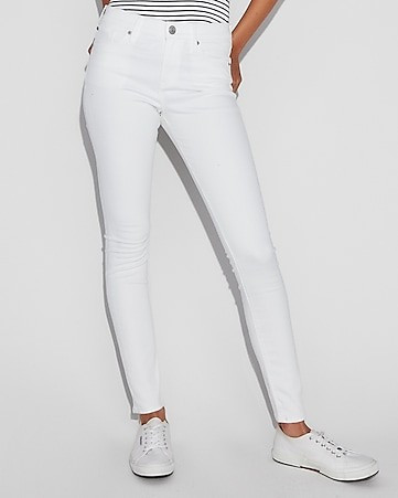 White Mid Rise Stretch Jean Leggings | Express