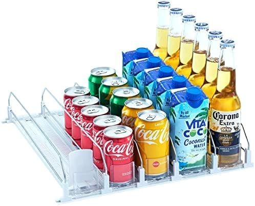 Jillmo Drink Organizer for Fridge, Self-Pushing Soda Can Organizer for Refrigerator, Width Adjust... | Amazon (US)