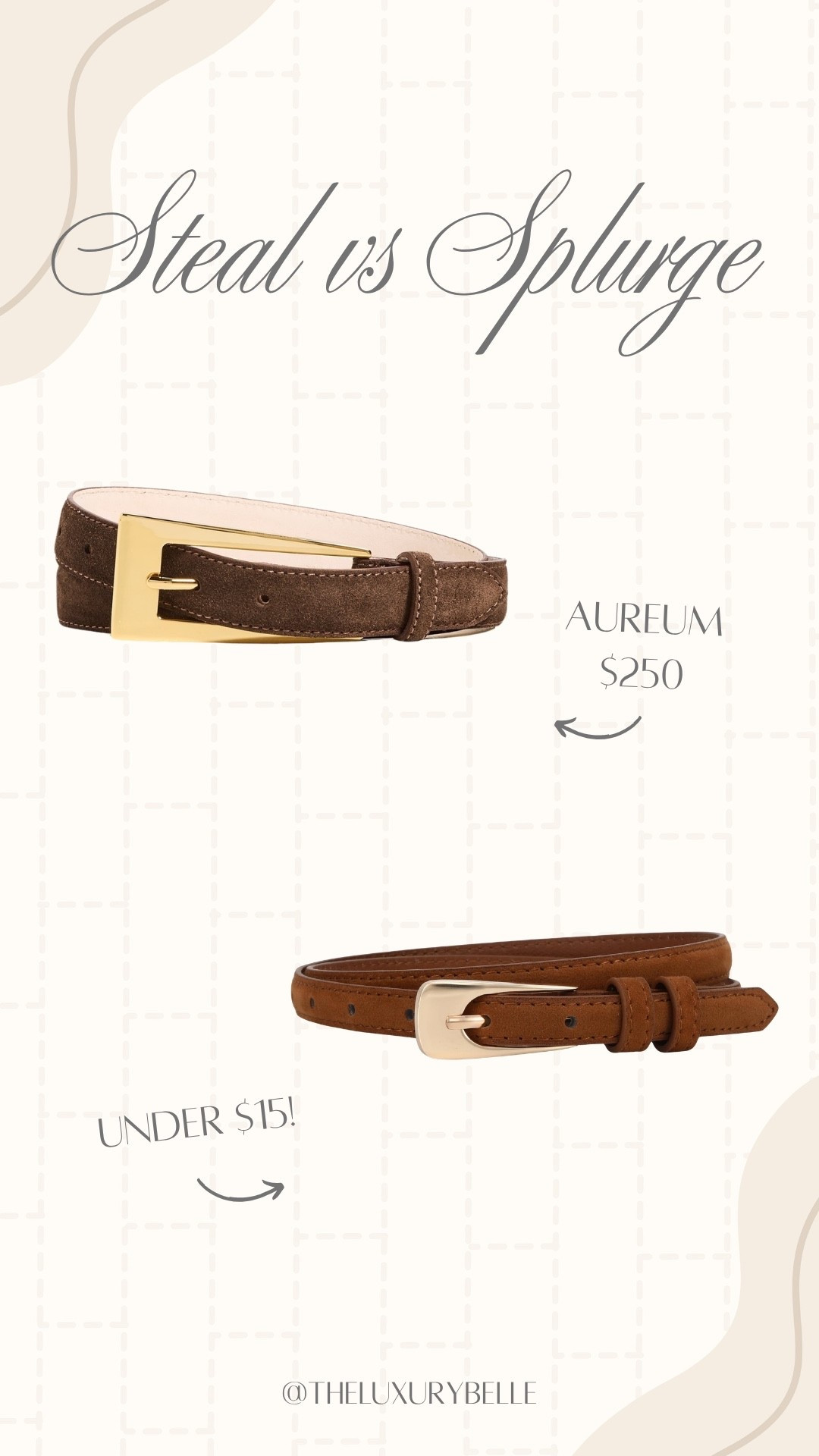 Steal vs splurge—suede belt edition! One is under $15 and the other at $250. Which one do you prefer?

#LTKgrwm #LTKootd #LTKSeasonal