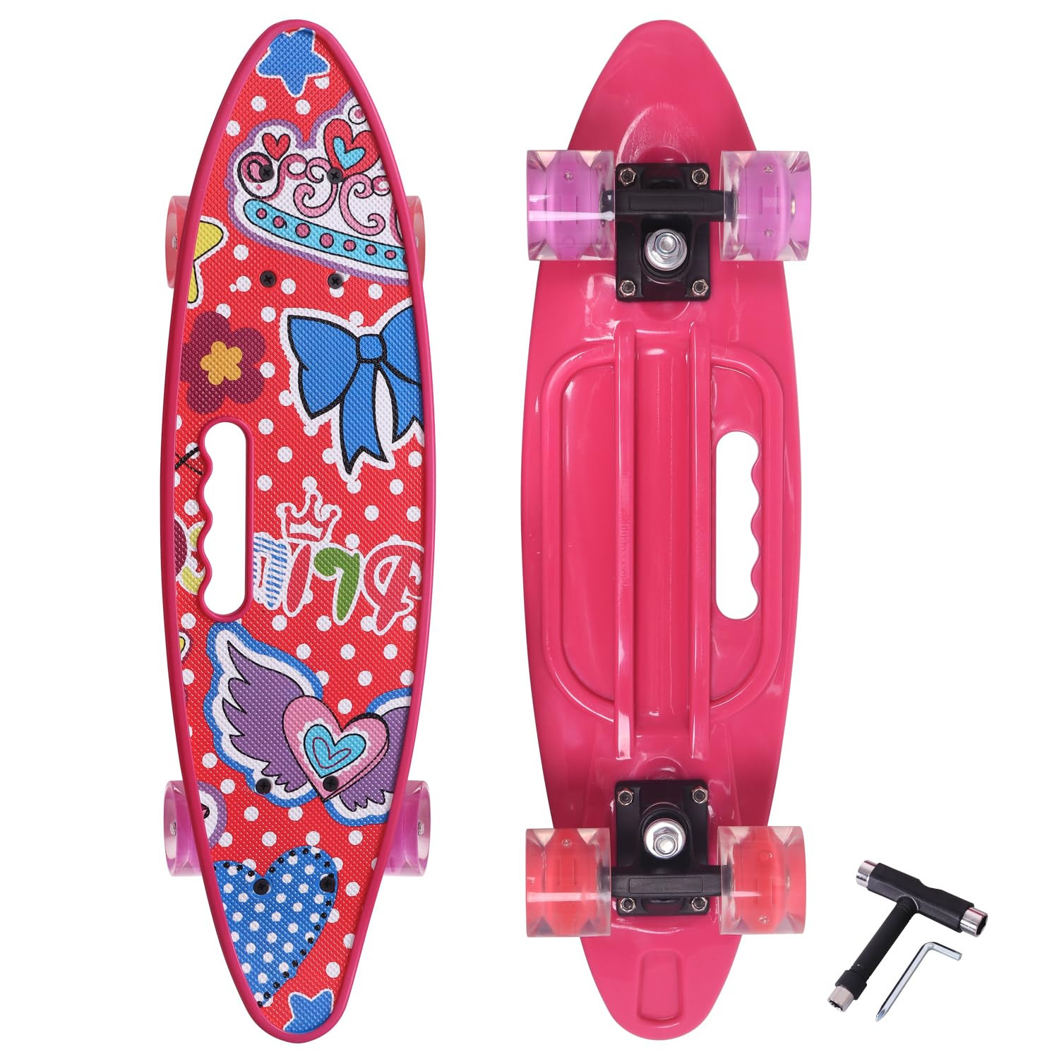 Nattork Skateboards 22 Inch Mini Cruiser Skateboard Complete Retro Skate Boards with Colorful Lig... | Amazon (US)