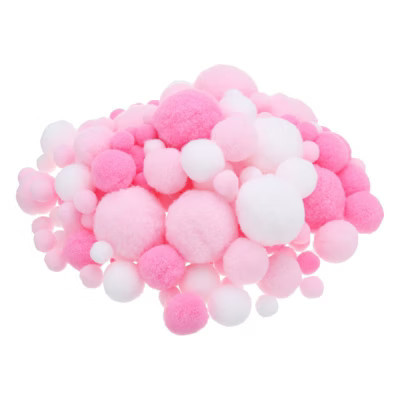 Unique Bargains Creative High Elastic Decoration Home Art Supplies Pom Poms 260 Pcs Pink, White | Target