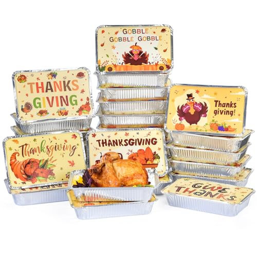 Thanksgiving Leftover Containers with Lids - 42 PCS Thanksgiving Foil Take Home Containers Party Supplies, Disposable To Go Food Containers for Treat Exchange & Party Leftovers, 8.2”x5.5”x1.97" | Amazon (US)
