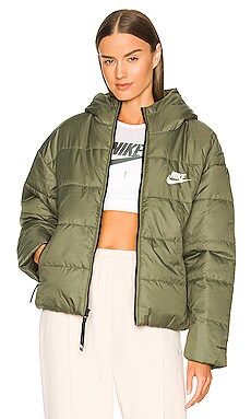Nike NSW Classic Hooded Jacket in Medium Olive & White from Revolve.com | Revolve Clothing (Global)