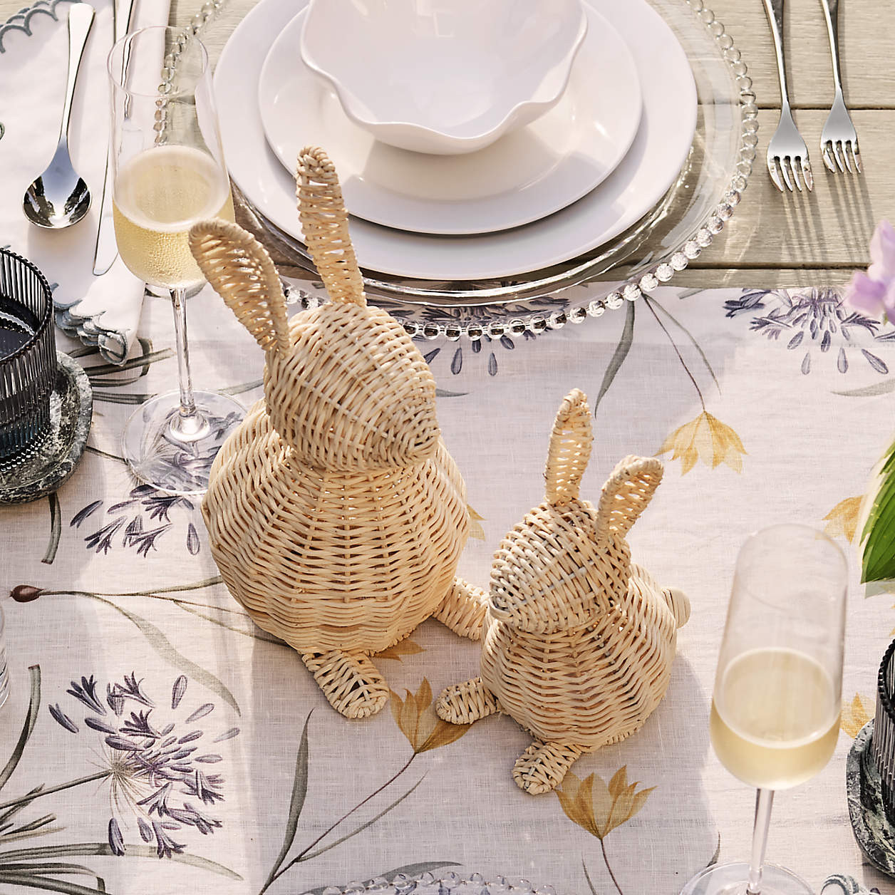 Small Rattan Bunny Decorative Sculpture | Crate & Barrel | Crate & Barrel