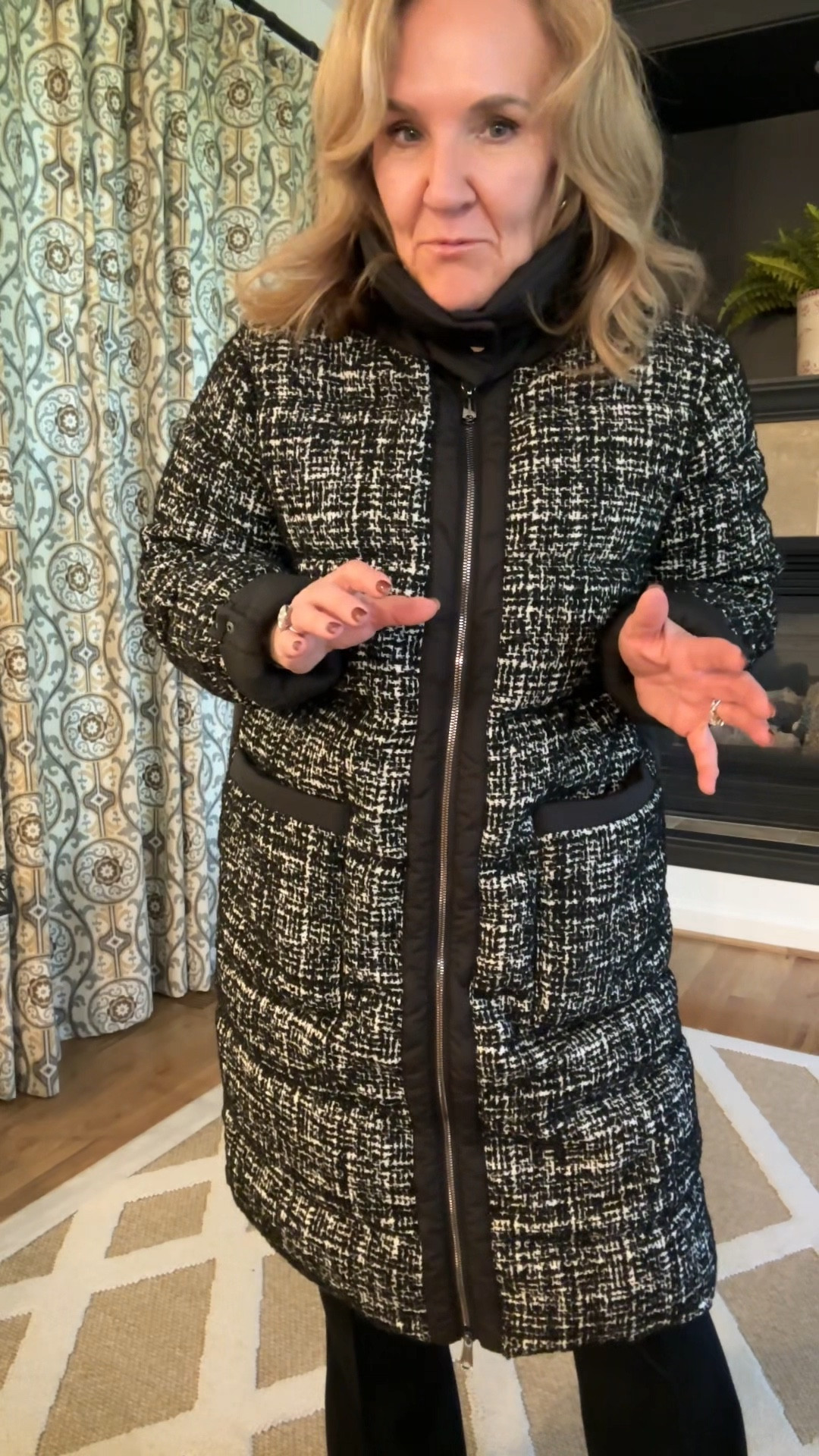 Tweed puffer coat. Wearing a large. Incredible warm yet in this tweed on the front and sleeves it’s elevated! 

Grab it now on sale!

Spanx micro flare size large petite 15% off code NANETTEXSPANX 
blouse size large 
Shoes tts 

Bernardo coats winter coats puffer coat winter jacket 

#LTKMidsize #LTKSaleAlert #LTKOver40