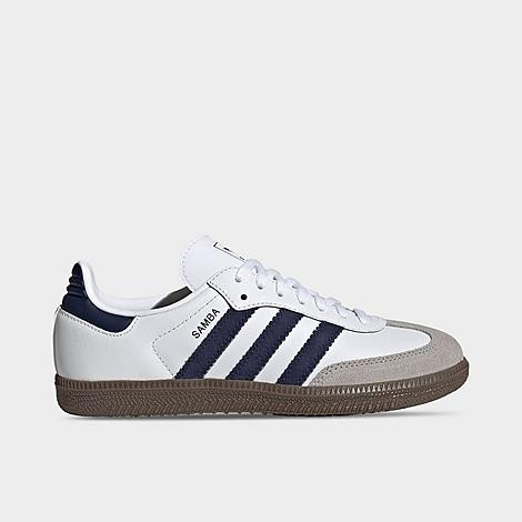 adidas Big Kids Originals Samba OG Casual Shoes in Cloud White/Night Indigo/Gum Size: 5.5 | Finish Line (US)