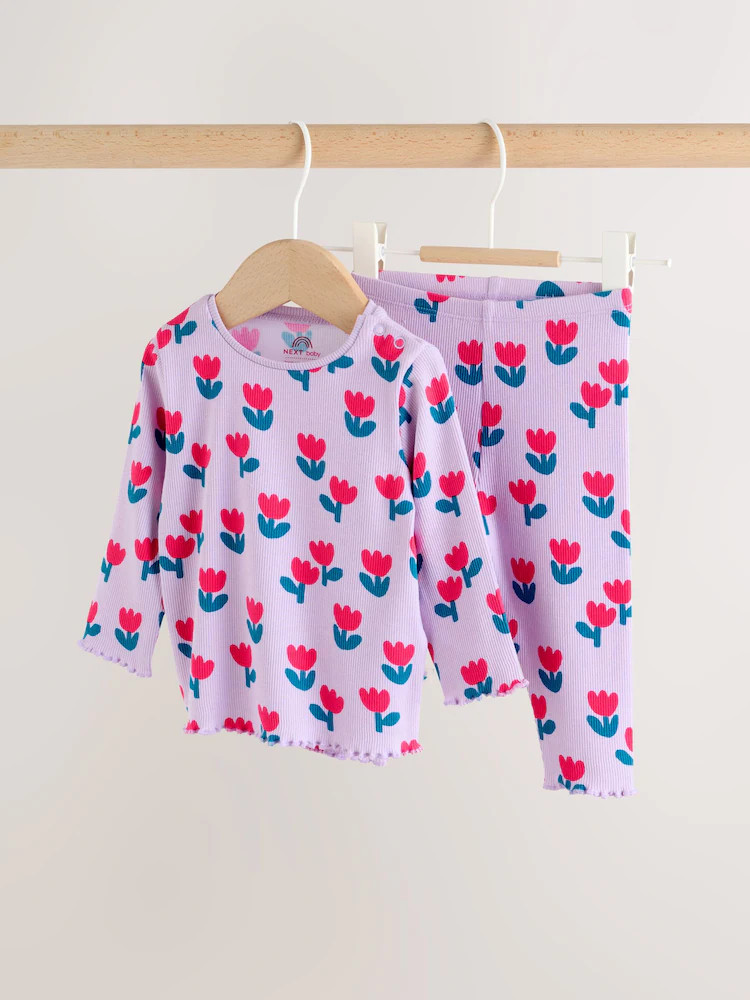 Purple Flower Baby Top and Leggings Set 2 Piece (0mths-2yrs) | Next US