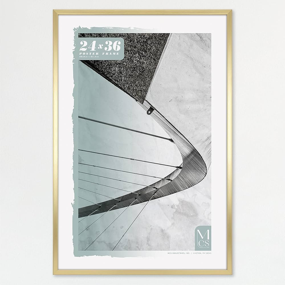 MCS Gallery Foundation Poster Frame, Picture Frame For Wall Art, Brass, 24 x 36 Inch, Single | Amazon (US)