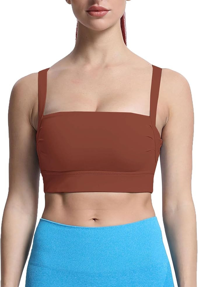 Aoxjox Women's Workout High Impact Sports Bras Fitness Square Neck Balcony Open Back Bra Yoga Cro... | Amazon (US)
