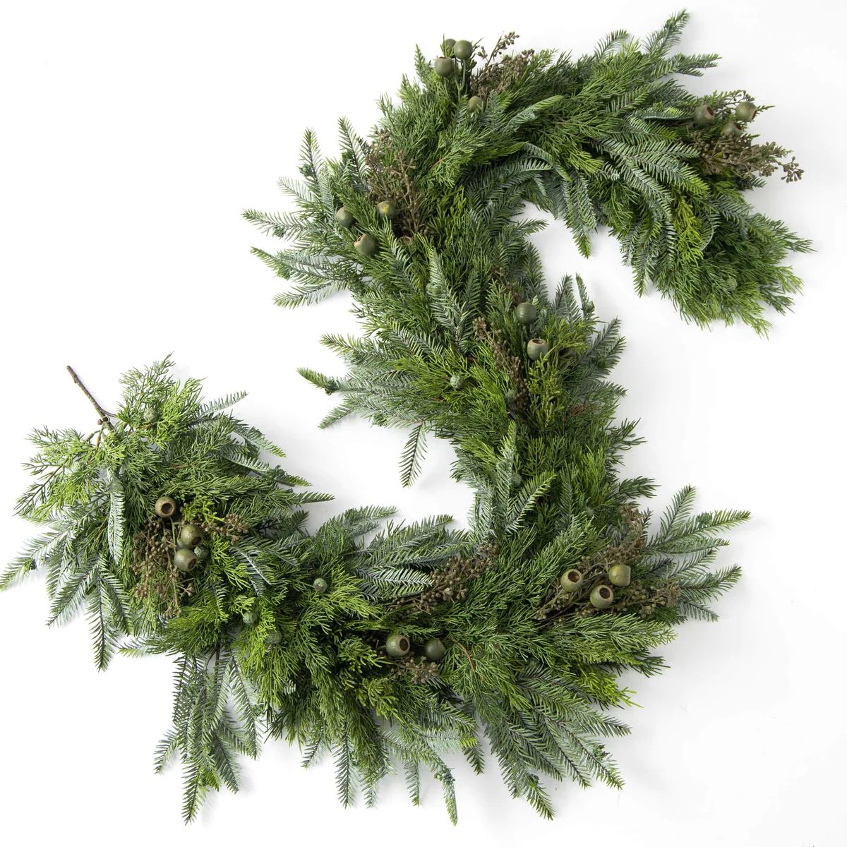 Winter's Bounty - Mixed Juniper, Eucalyptus & Winter Pine Holiday Christmas Mantle Garland Table ... | Darby Creek Trading