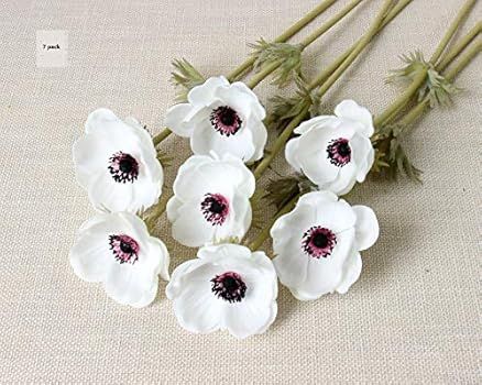 Romase 7pcs Artificial Anemone Full Blooming Flower Bushes with Green Foliage for Home, Restauran... | Amazon (US)