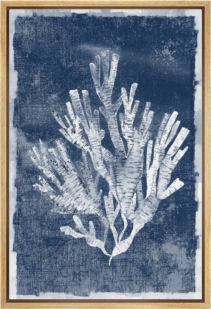 MUDECOR Framed Canvas Print Wall Art Faded White Underwater Coral Nature Wilderness Illustrations... | Amazon (US)