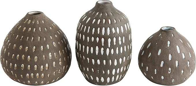 Creative Co-Op Hand Painted Brown Decorative (Set of 3 Shapes/Sizes) Vases, Grey, 3 Piece | Amazon (US)