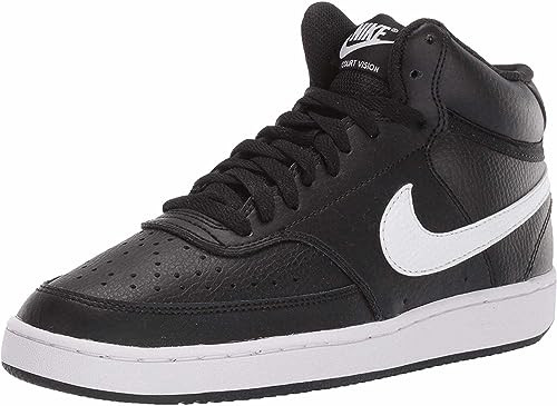 Nike Women's Court Vision Mid Sneaker, Black/White, 11.5 Regular US | Amazon (US)