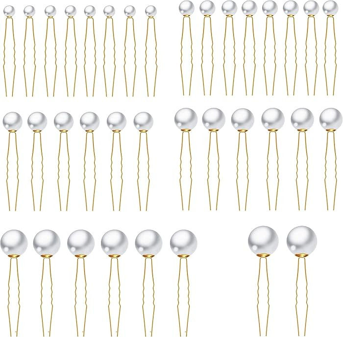 36 Pieces Pearl Hair Pins, BetterJonny 6 Sizes U Shaped Bridal Hair Styling Pins Gold Bobby Pins ... | Amazon (CA)