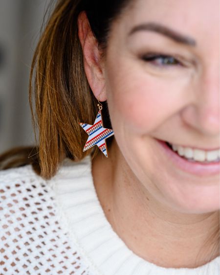 Flag star earrings 

#LTKFestival #LTKSeasonal