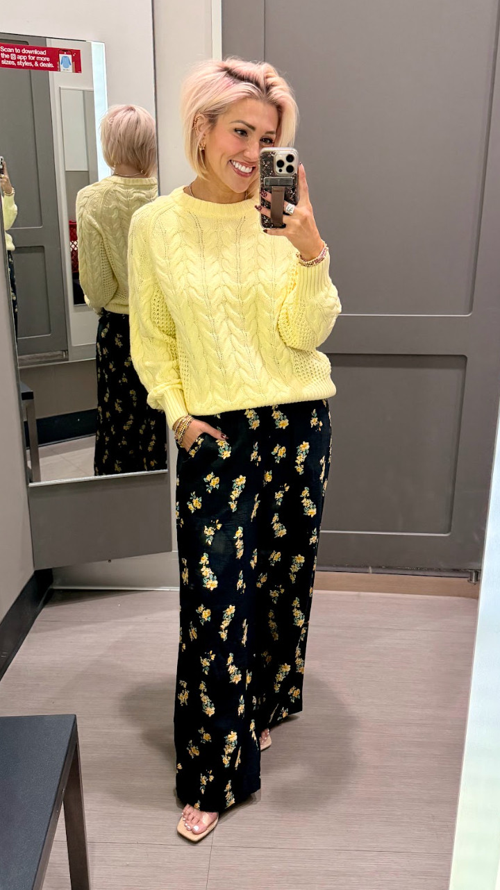 How pretty are these pants from Target? And this sweater is perfection!! Sweater: Small // Pants: Medium // Shoes: TTS 

 #LTKootd #LTKOver40