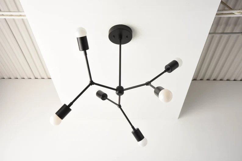 Black Sputnik Chandelier - Mid Century - Industrial - Modern - Ceiling Light - Branching Chandeli... | Etsy (US)