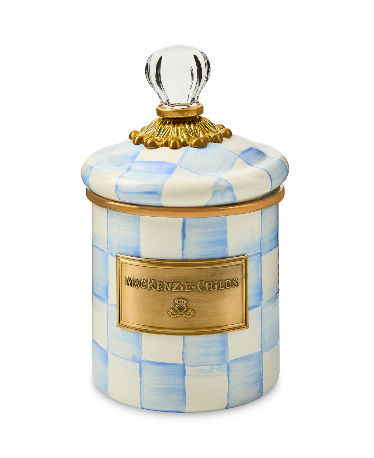 MacKenzie-Childs Sky Check Demi Canister - Sky Blue | Macy's