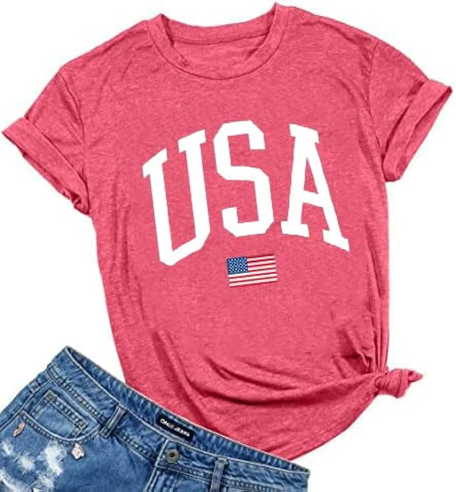 Women American Flag Shirts USA Flag Stars Stripes Graphic Blouse Patriotic Shirt 4th of July T Sh... | Amazon (US)