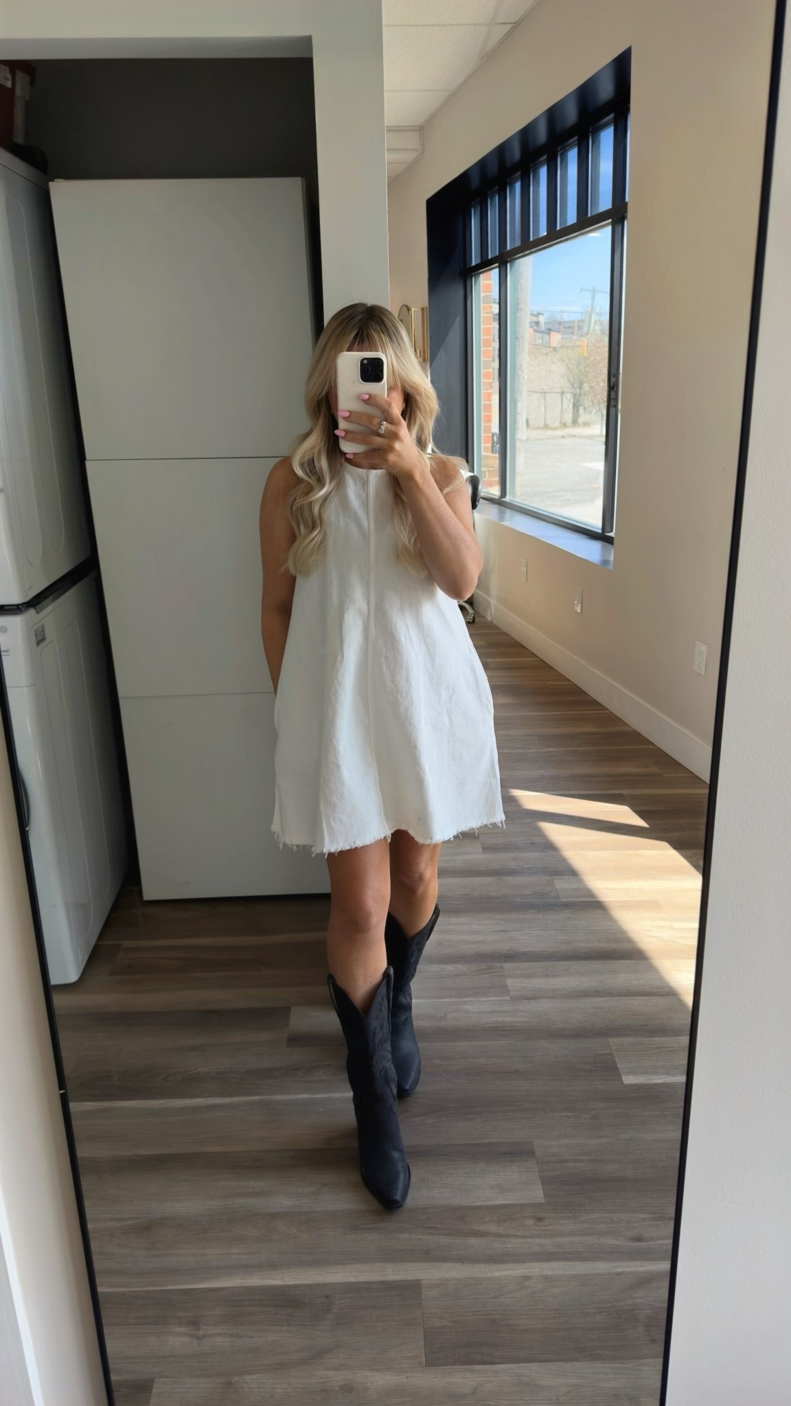 White spring denim dress size small (runs big) 
Black western boots size 7 

#LTKBeauty #LTKootd #LTKFestival