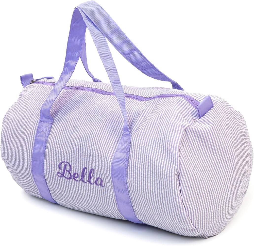 Toddler Duffle Bag Personalized Ballet Dance Bags Seersucker Overnight Weekender Tote Carry On Ba... | Amazon (US)