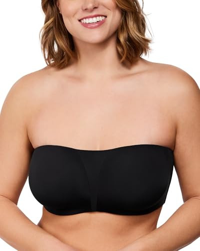 HSIA Women's Strapless Bra for Big Bust, Bandeau Full Coverage Plus Size Anti-Slip Underwire Bras for Large Breasts Black | Amazon (US)