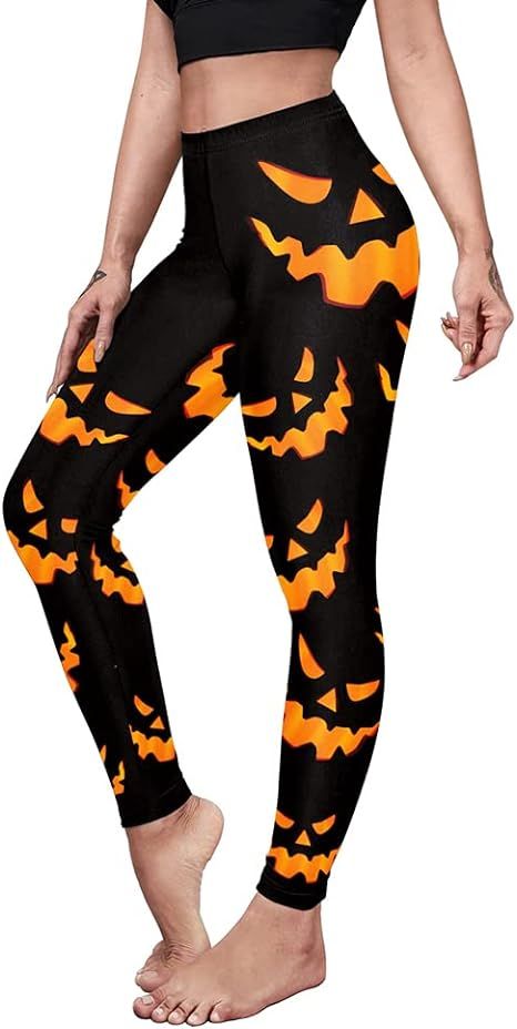 color cosplayer Womens Halloween Pumpkin Printed Stretchy Leggings | Amazon (US)