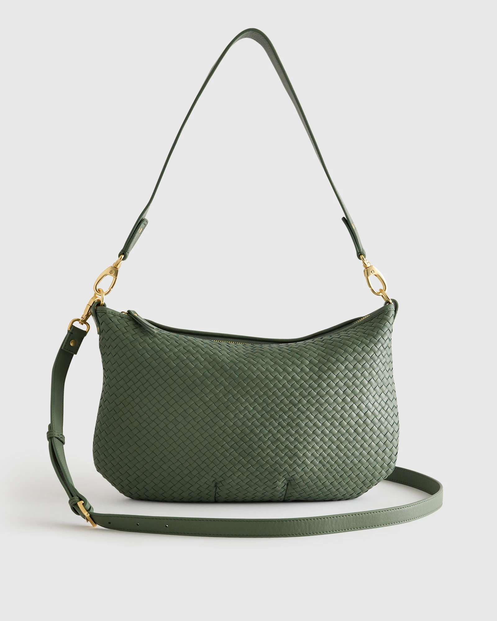 Italian Leather Convertible Crescent Handwoven Shoulder Bag | Quince