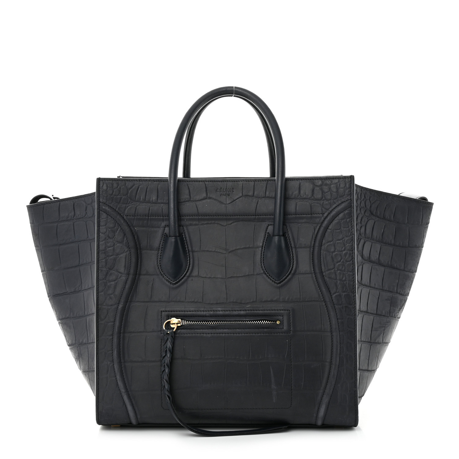 Crocodile Embossed Calfskin Medium Phantom Luggage Navy Blue | FASHIONPHILE (US)