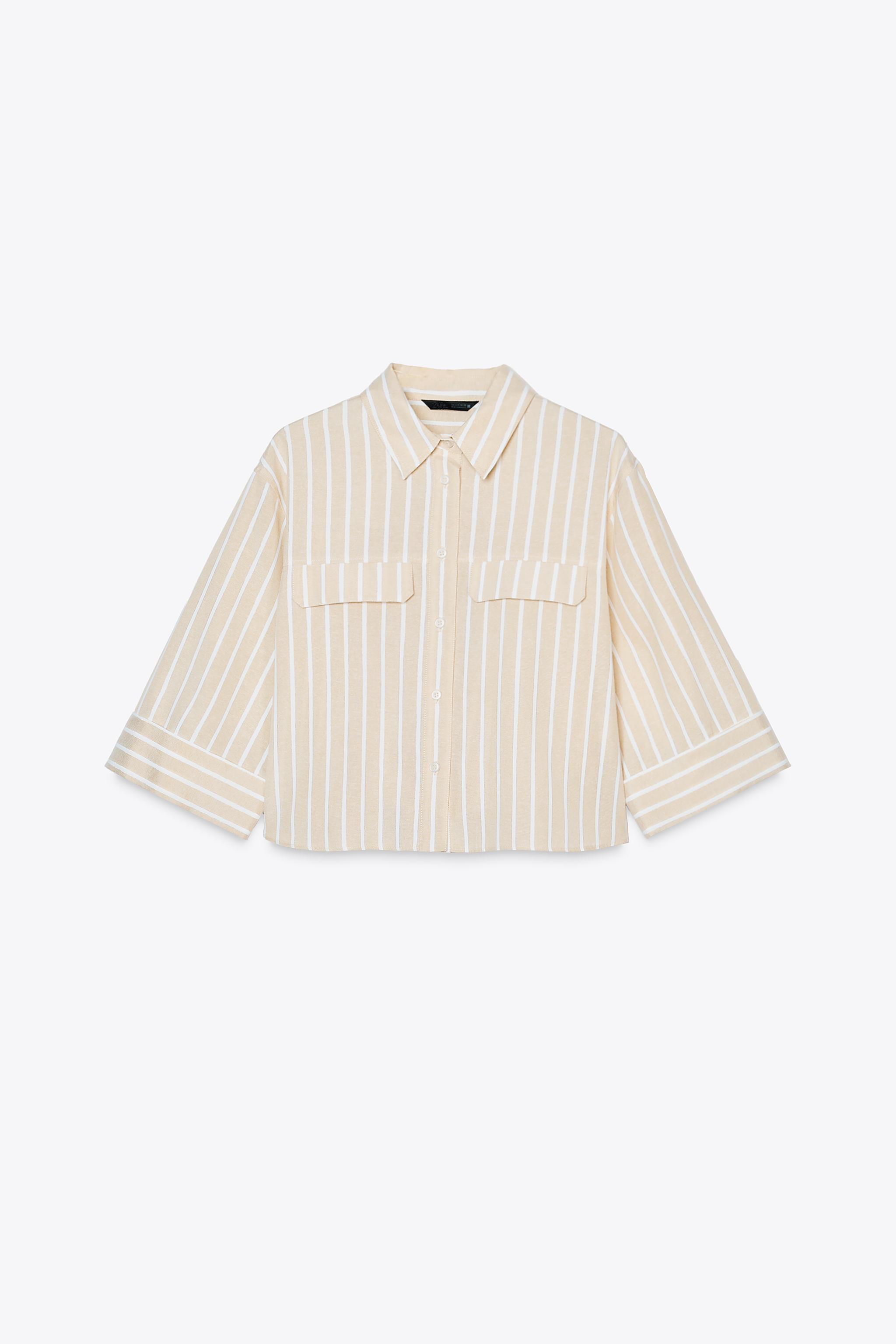 METALLIC THREAD STRIPED CROP TOP | Zara US