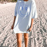 Smile Face Lightning Shirt Happy Tee Preppy Shirts Retro Clothes Tshirt Trendy | Etsy (US)