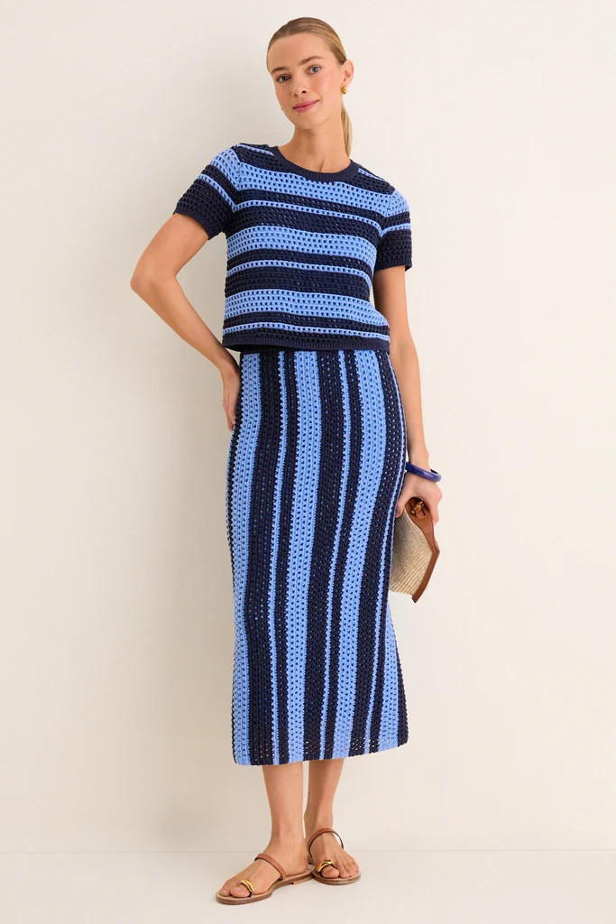 Navy & Baby Blue Striped Knit Ren Top | Tuckernuck (US)