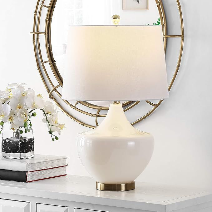 Safavieh Lighting Collection Demra White 25-inch Bedroom Living Room Home Office Desk Nightstand ... | Amazon (US)