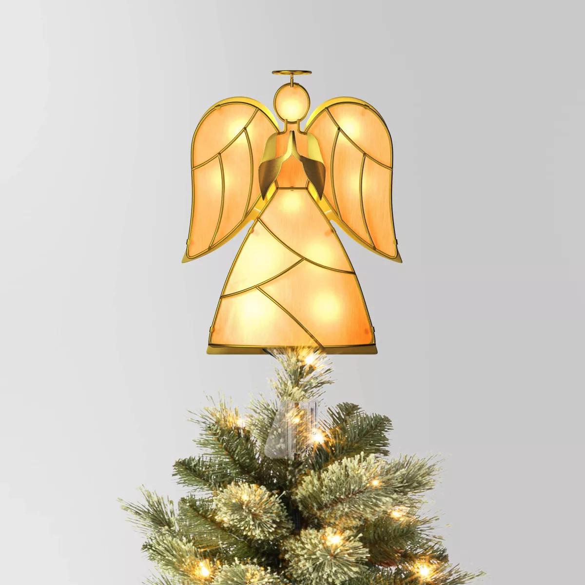 13.25" Pre-lit Angel Christmas Tree Topper Gold/White - Wondershop™ | Target