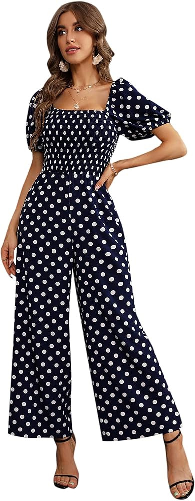 Love Welove Fashion Jumpsuits for Women Dressy Casual – Floral Spring Wide Leg Smocked One Piec... | Amazon (US)