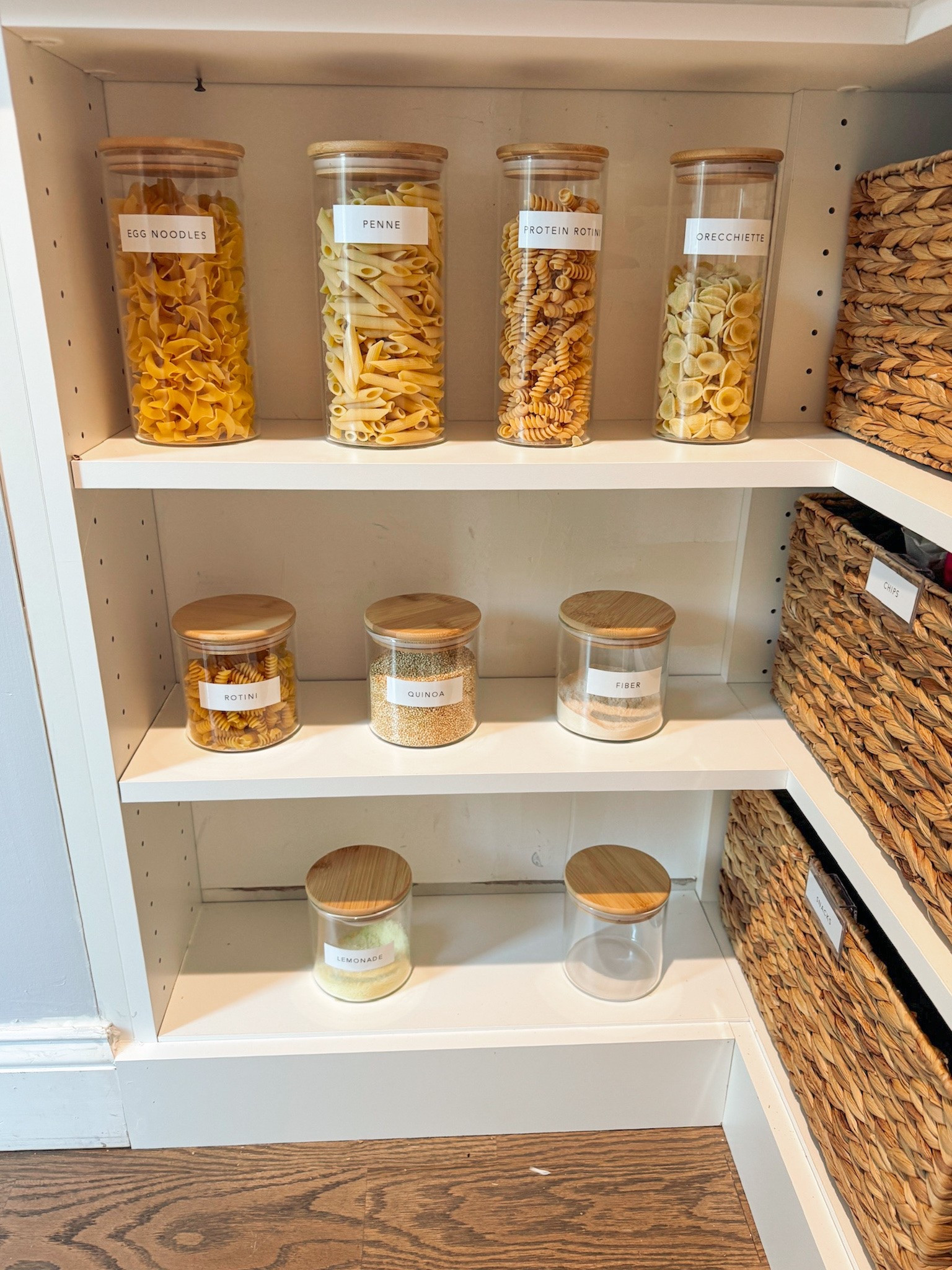 Upgrade your pantry with these beautiful glass storage jar ✨

Perfect for storing pasta, rice, sugar, coffee, snacks, and more while keeping everything organized and easy to find. The glass design with natural wood lids creates a clean, elevated look that instantly makes any pantry feel more intentional.

Functional, aesthetic, and a must-have for an organized home.

#LTKHome #HomeOrganization #PantryOrganization #KitchenStorage #OrganizedHome #GlassContainers #PantryGoals #HomeDecor #KitchenOrganization