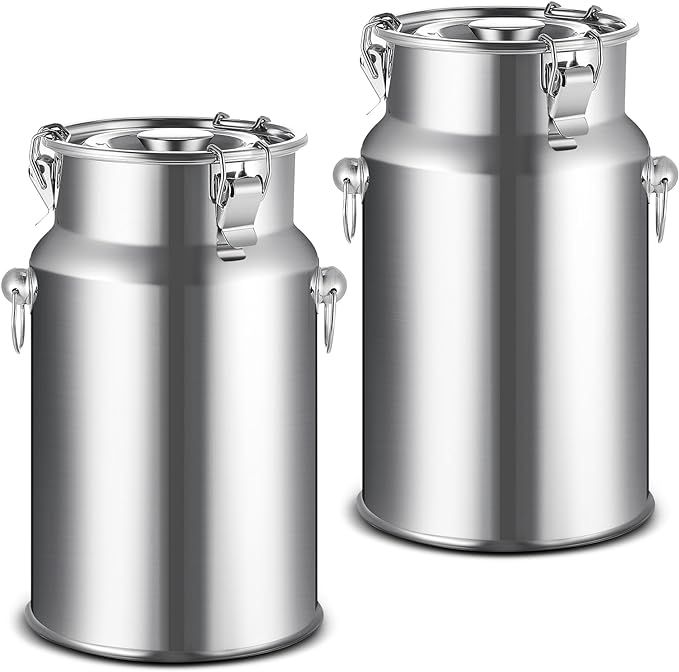 Suclain 2 Pcs Stainless Steel Milk Can Milk Bucket Metal Milk Jug with Sealed Lid and Carry Handl... | Amazon (US)
