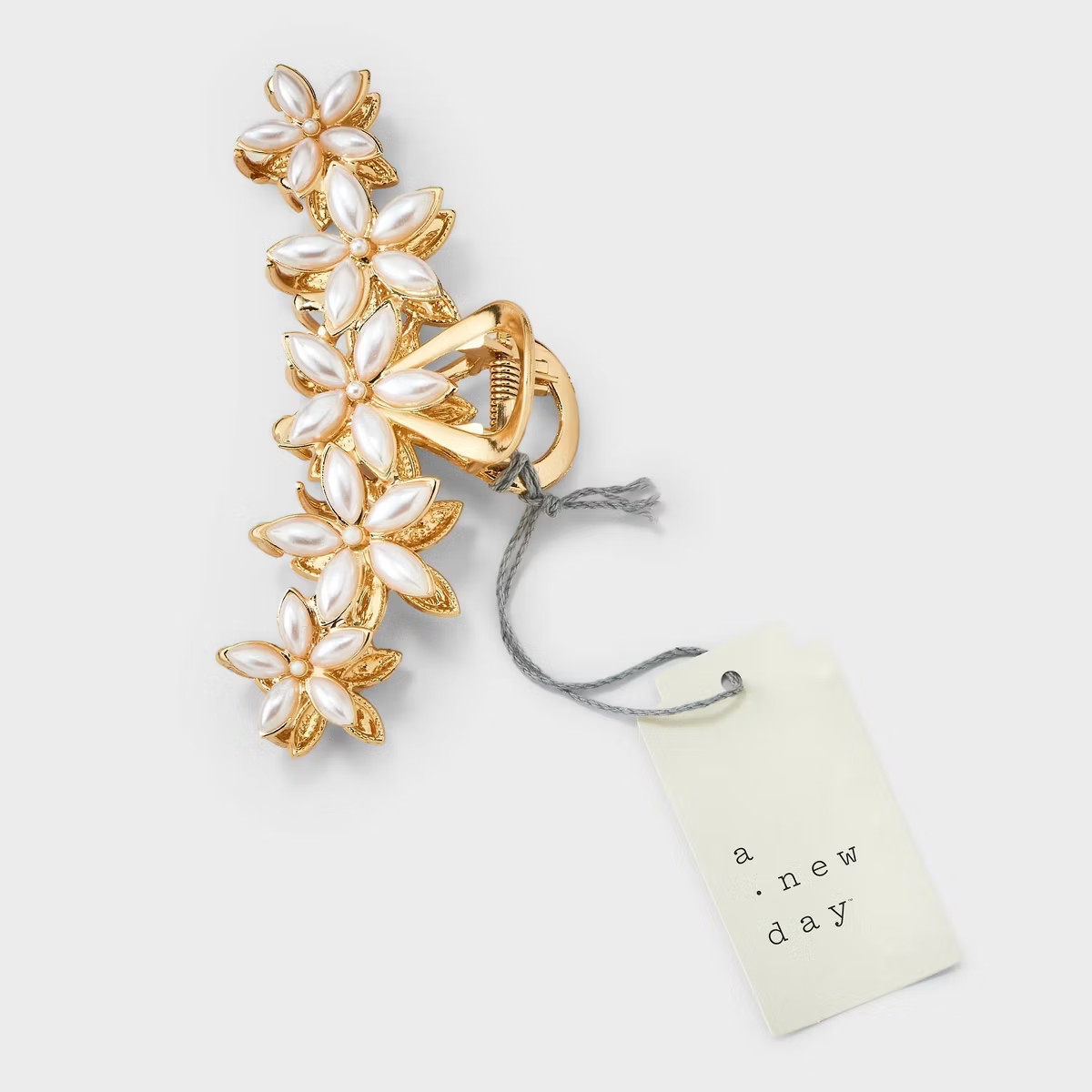 Metal Flower Pearls Claw Hair Clip - A New Day™ Gold | Target