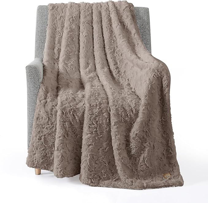 UGG 10484 Adalee Soft Faux Fur Reversible Accent Oversized Throw Blanket Fluffy Fuzzy Luxury Cozy... | Amazon (US)